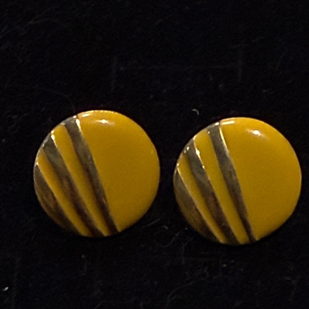 Yellow and Gold Striped Earrings
